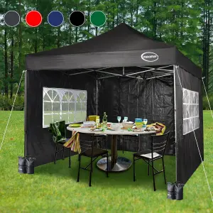 MCC Direct Maximus 3x3 Heavy Duty Pop up black Gazebo With Sides