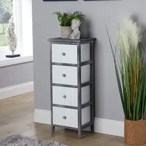 Home Source Mosbach Wooden 4 Drawer Black and White Storage Chest