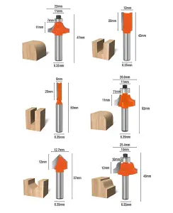 HARDEN 613212, router bits set 12pcs, YG8 tungsten cutting tips