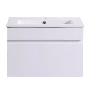 Rinse Bathrooms 600mm Bathroom Wall Hung Vanity Unit Basin Cabinet Drawer Storage Gloss White