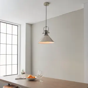 Anson Lighting Arizona Pendant light finished in Bright nickel plate and gloss white