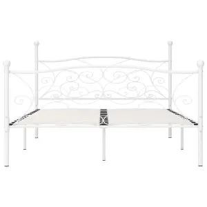 Berkfield Bed Frame with Slatted Base White Metal 180x200 cm 6FT Super King