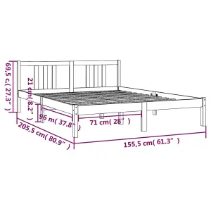 Berkfield Bed Frame Grey Solid Wood 150x200 cm King Size