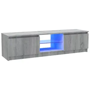 vidaXL TV Cabinet with LED Lights Grey Sonoma 120x30x35.5 cm