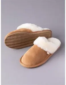 Ladies' Sheepskin Slider Slippers In Tan - Size 3