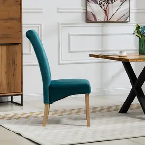 Rimini Velvet Fabric Dining Chairs - Set of 2 - Teal