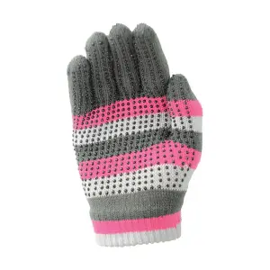 Hy5 Adults Magic Patterned Gloves Pink/Grey (One Size)