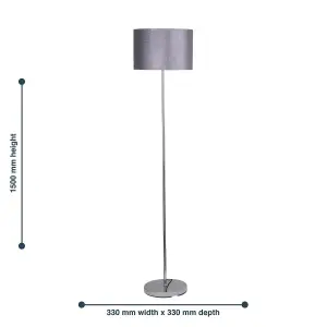 First Choice Lighting Set of 2 Chrome Stick Floor Lamps with Grey Glitter Shades