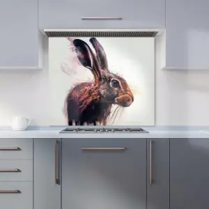 Hare Face Splashart Premium Glass Kitchen Splashback W900mm x H650mm