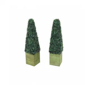 Oypla Set of 2 Artificial Topiary Boxwood Pyramid Trees 90cm Indoor Outdoor Decoration