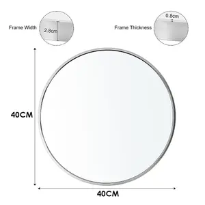 White Round Wall Mounted Framed Bathroom Mirror 40 cm