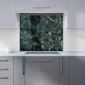 Deepest Green Quartz Effect Premium Glass Kitchen Splashback W900mm x H750mm