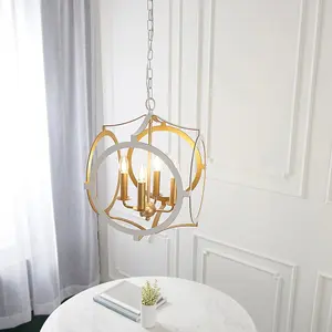 Luminosa Vicenza 4 Light Ceiling Pendant Matt White & Gold Paint