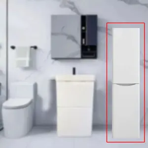 350mm High Gloss White Tall Bathroom Smile Storage Unit Soft Close