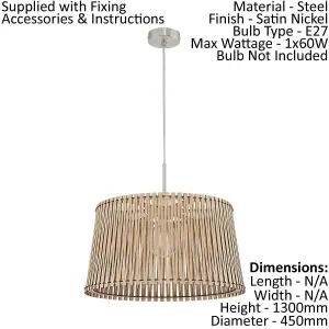 Ceiling Pendant Light & 2x Matching Wall Lights Maple Wood Slotted Modern Shade