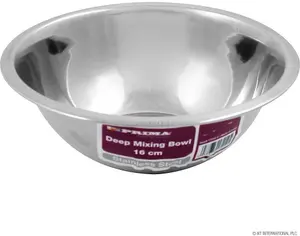 Set Of 4 Stainless Steel Deep Mixing Bowl Kitchen Cooking Salad Fruit Serving 18cm