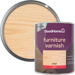 GoodHome Clear Gloss Multi-surface Furniture Wood varnish, 750ml