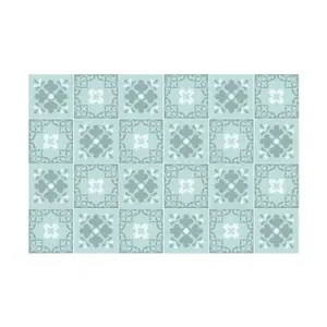 24 Pieces 15x15cm Jan Floral Light Blue Victorian Tile Stickers