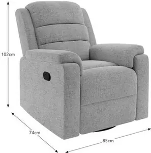 Dunelm Taylor Chunky Chenille Manual Recliner Armchair, Dark Natural, Mid Century, Chenille/Fabric