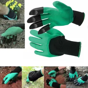 Garden Digging Gloves with 4 Durable ABS Claws Waterproof, Cut-Resistant, Breathable All-Around Hand Protection