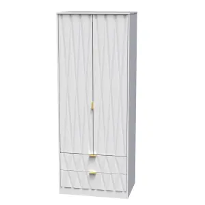 Diamond Ready assembled Modern Matt white 2 Drawer Tall Double Wardrobe (H)1970mm (W)740mm (D)530mm