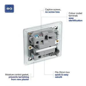 BG Electrical FPC50 Nexus Screwless Flat-Plate Switched Fused Connection Spur Unit Polished Chrome 13A