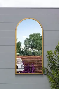 MirrorOutlet The Arcus Gold Metal Framed Arched Garden Wall Mirror 80CM X 40CM