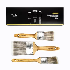 Premium Bamboo Paint Brush 3 Set For Indoor Outdoor Emulsion Paint & Varnish