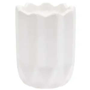 Minimalistic Geometric Ceramic Pot Candle - White