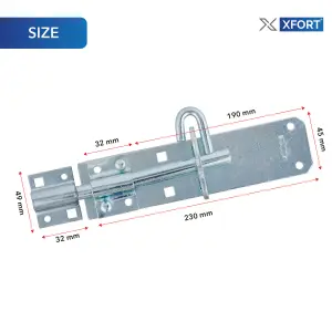 XFORT 2 Pack Brenton Padbolt 200mm (8"), Bright Zinc Plated