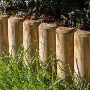 Pack of 2 Wooden Log Picket Fence Panels Garden Wood Lawn Border Flower Edging Fencing Easy To Fix Timber  - 150 X 1000 mm