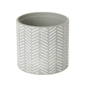 GoodHome Griffin Herringbone Clay Plant pot (Dia) 13.7cm, (H)13cm, 1.4L