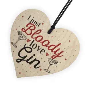 Red Ocean Bloody Love Gin Tonic Wooden Hanging Heart Sign Plaque Funny Sign Pub Party Gift Home Decor