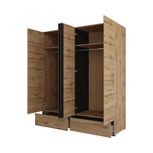 Kross 180cm Hinged Wardrobe in Rustic Oak Wotan - Ample Organisation for Cosy Spaces