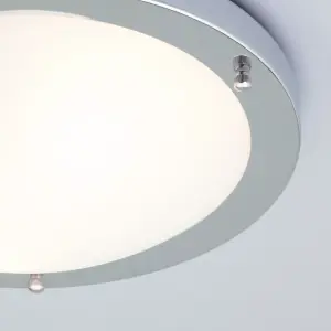 Litecraft Mari Chrome Large Bathroom Flush Ceiling Light