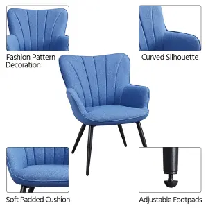 Yaheetech Blue Upholstered Curved Back Fabric Armchair