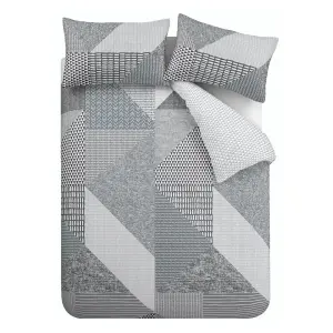 Catherine Lansfield Bedding Larsson Geo Duvet Cover Set with Pillowcases Grey