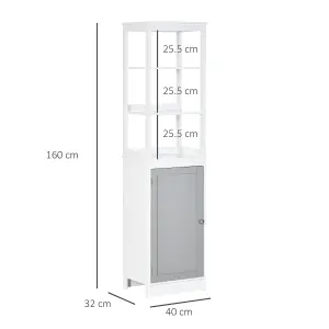 kleankin Bathroom Tall Storage Cabinet Organizer Tower w/ Door Shelves White