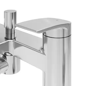 GoodHome Kariya Gloss Chrome effect Deck-mounted Bath mixer tap with shower kit