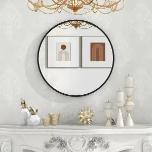 Costway 60 cm Bathroom Round Entryway Mirror Wall Mounted Mirror Home Decoration