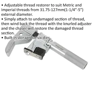 Versatile Metric and Imperial Adjustable Screw Thread Restorer Tool for Damaged Threads