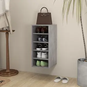 Berkfield Shoe Cabinet Concrete Grey 31.5x35x70 cm Engineered Wood