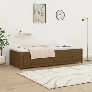 Berkfield Day Bed Honey Brown 75x190 cm Small Single Solid Wood Pine