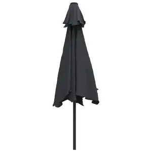 Berkfield Outdoor Parasol with LED Lights and Steel Pole 300 cm Black