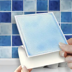 Stick and Go Self Adhesive Stick On Tiles Blue Mix 4" x 4" Box of 18 Apply over any tile, or directly on to the wall