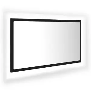 Berkfield LED Bathroom Mirror Black 80x8.5x37 cm Engineered Wood