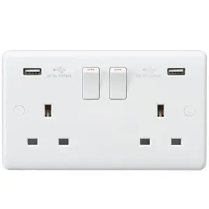 MLA Knightsbridge Curved Edge 13A 2 Gang Socket With Dual USB Charger - CU9904