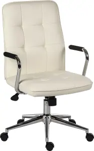 Piano Executive Chair in white bonded leather with gas lift seat height adjustment and tilt