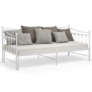 Berkfield Pull-out Sofa Bed Frame White Metal 90x200 cm