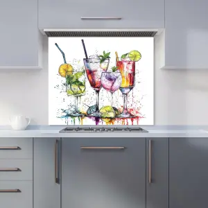 Vibrant Cocktail Splash Premium Glass Kitchen Splashback W700mm x H650mm